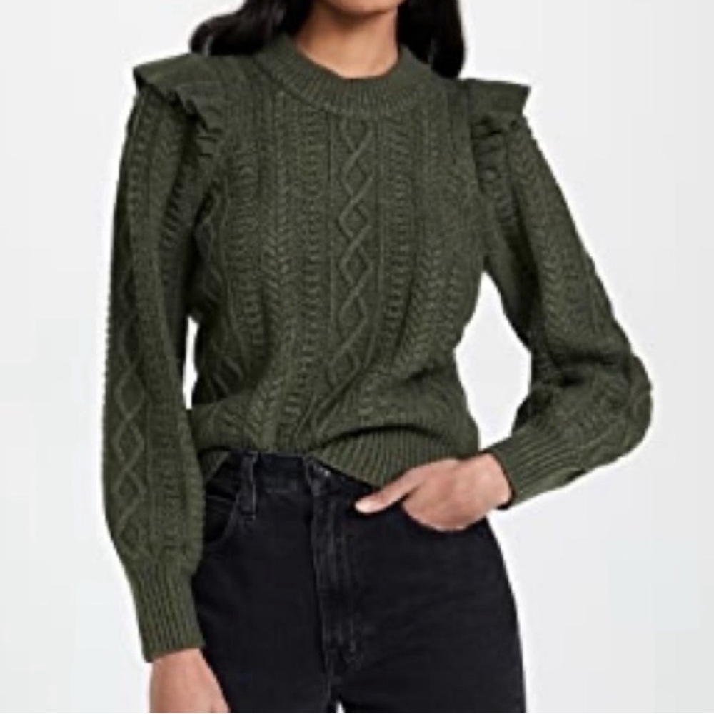 Madewell Olive Cable Knit Sweater Like New EUC Large